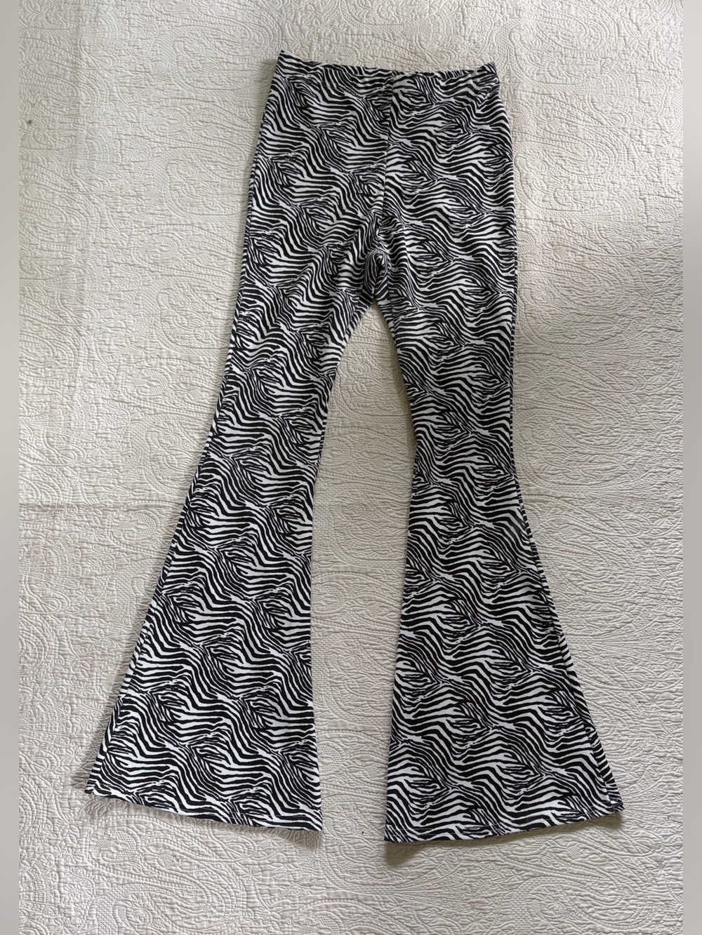 Women’s Nasty Gal Zebra Print Flare Pants - Black & White - size 6 - Halloween!